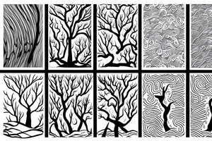 Thin tree with waves tattoo idea