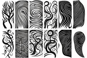 Thin tree with waves tattoo idea