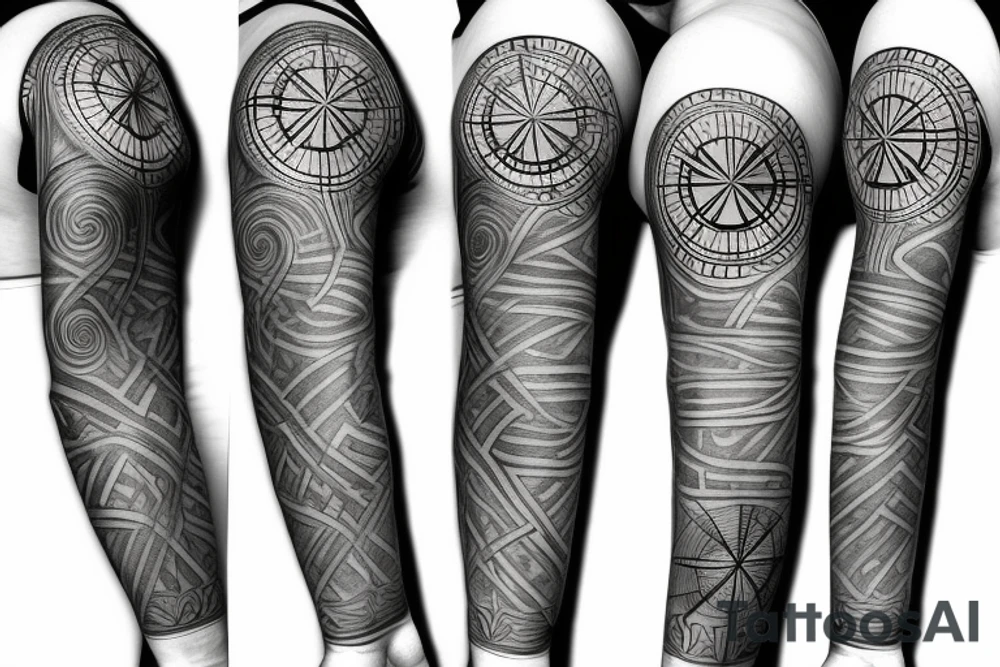 Compass thin lines tattoo idea