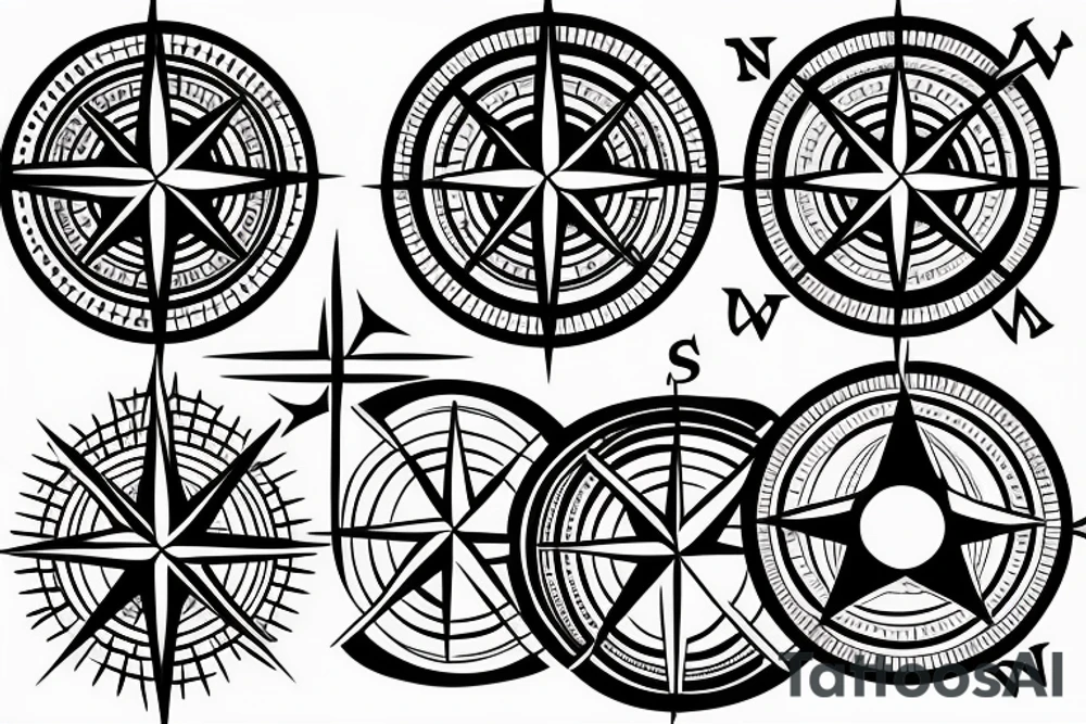 Compass thin lines tattoo idea