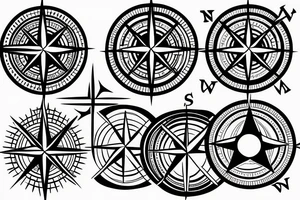 Compass thin lines tattoo idea