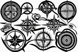 Compass thin lines tattoo idea