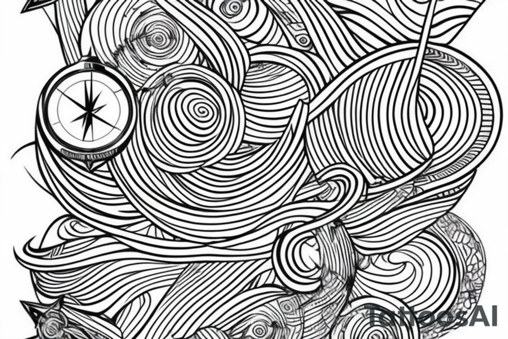Compass thin lines tattoo idea