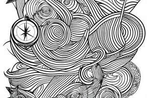 Compass thin lines tattoo idea