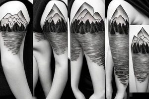 A young fir with mountains in the background tattoo idea