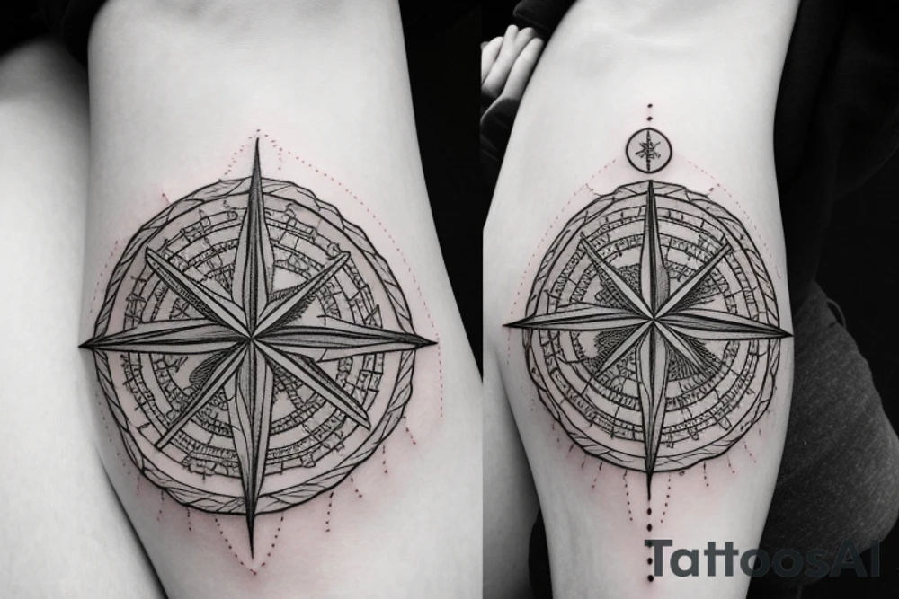 A young fir with s compass tattoo idea