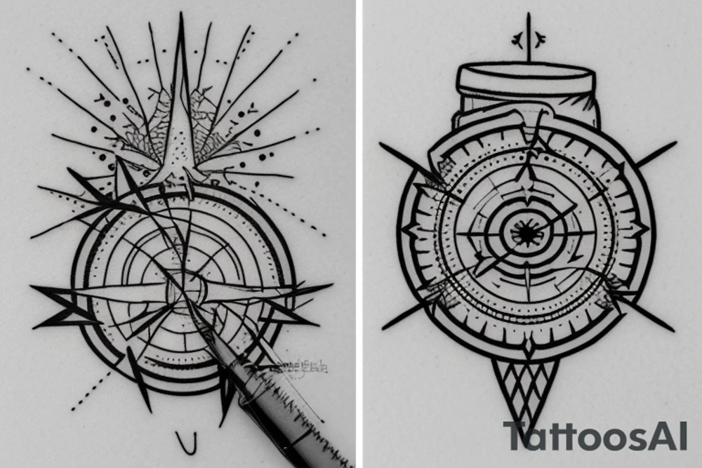 A young fir with a small compass tattoo idea