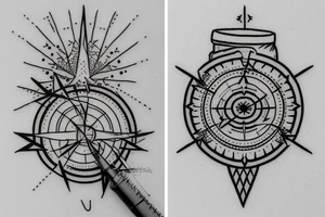 A young fir with a small compass tattoo idea