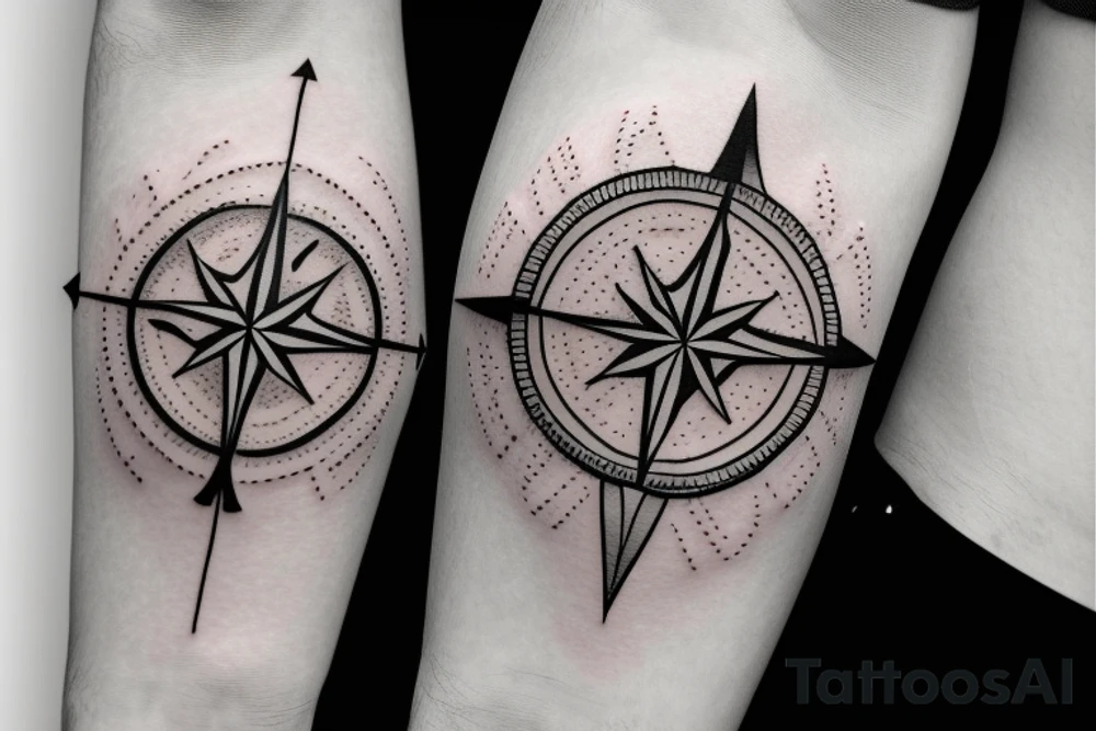 A young fir with a small compass tattoo idea
