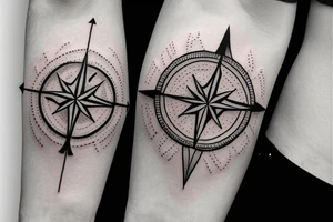 A young fir with a small compass tattoo idea