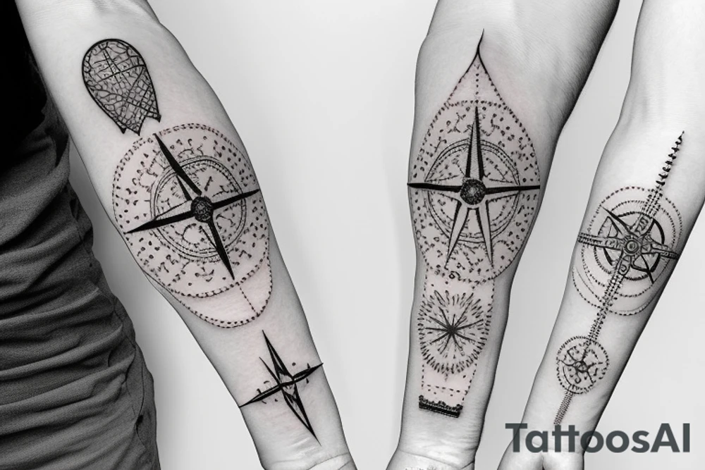 A thin fir with a small compass tattoo idea