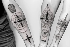 A thin fir with a small compass tattoo idea