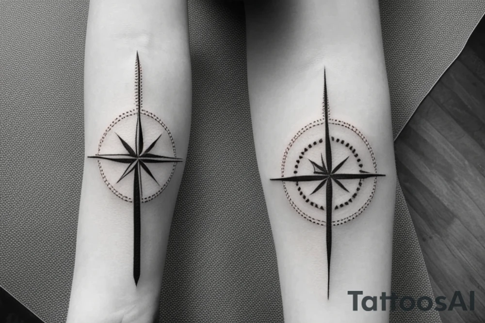 A thin fir with a small compass tattoo idea