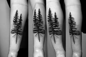 A thin fir with a small compass tattoo idea