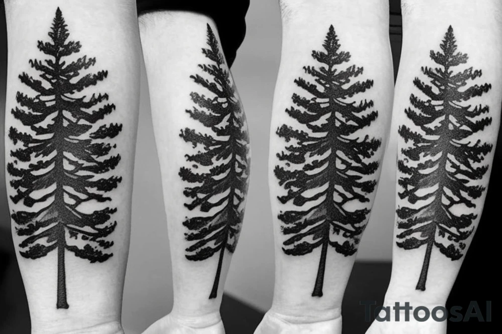 A fir tree with a small compass tattoo idea