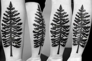 A fir tree with a small compass tattoo idea