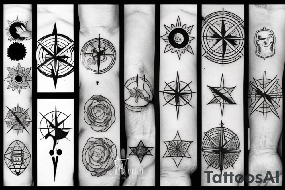 A thin compass tattoo idea