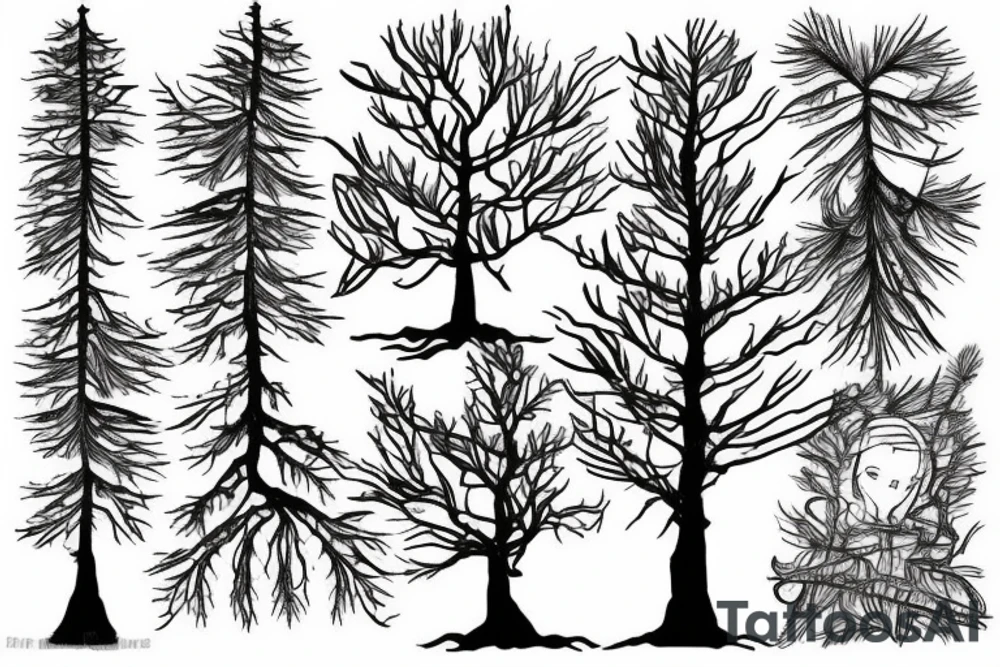 A fir tree with roots tattoo idea