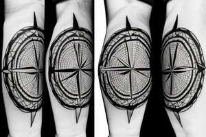 A fir tree next to a compass tattoo idea