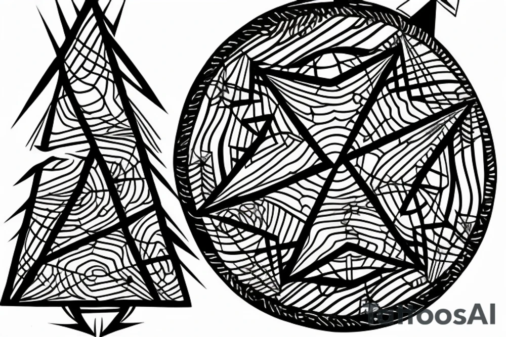 A fir tree next to a compass tattoo idea