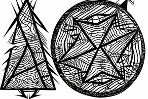 A fir tree next to a compass tattoo idea