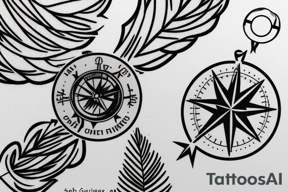 A fir tree next to a compass tattoo idea