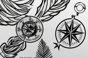 A fir tree next to a compass tattoo idea