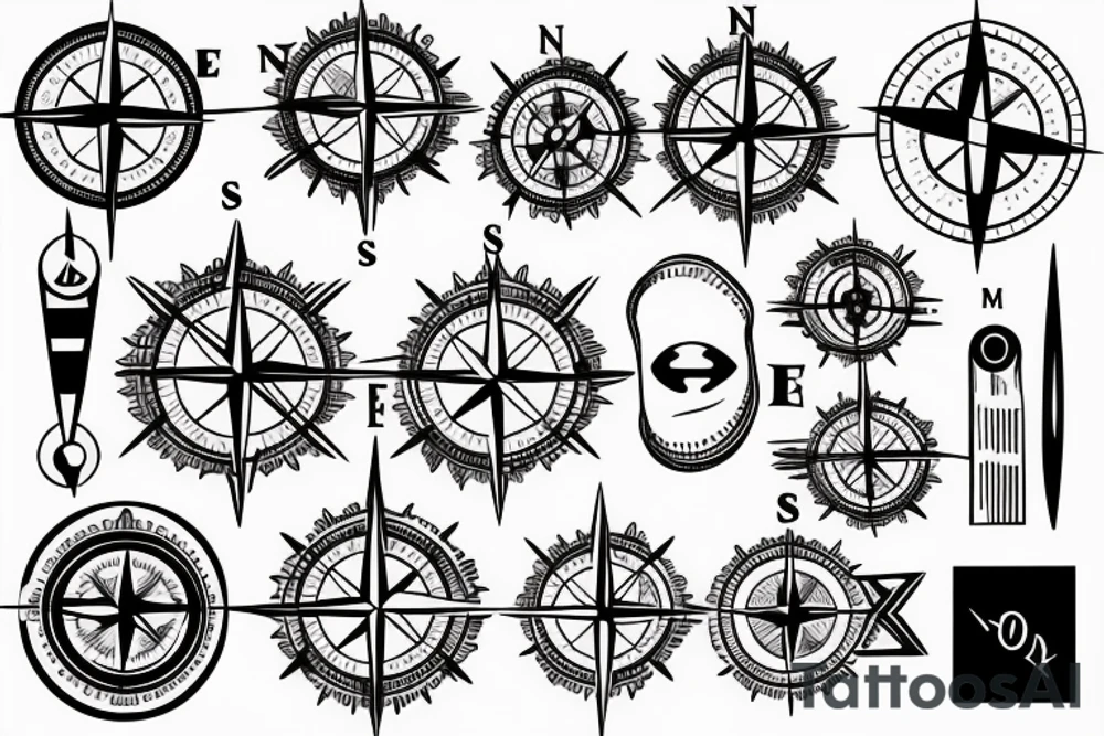 A compass mixed with mountains tattoo idea
