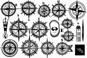 A compass mixed with mountains tattoo idea