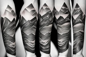 A compass mixed with mountains tattoo idea