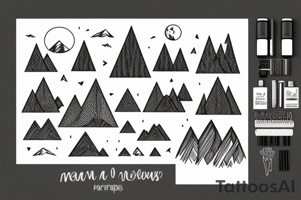 World map surrounded by mountains and fir trees tattoo idea World map surrounded by mountains and fir trees tattoo idea