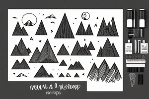 World map surrounded by mountains and fir trees tattoo idea