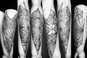 World map surrounded by mountains and fir trees tattoo idea