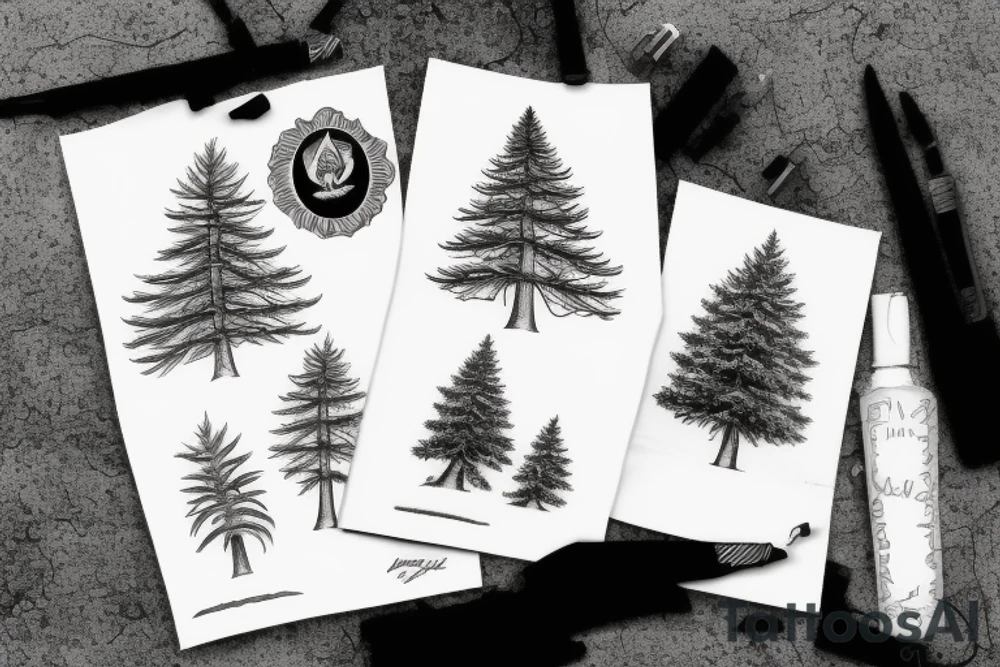 Fir tree and mountains tattoo idea