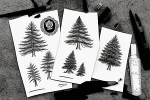 Fir tree and mountains tattoo idea