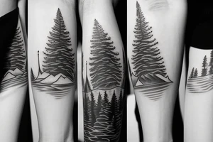 Fir tree and mountains tattoo idea