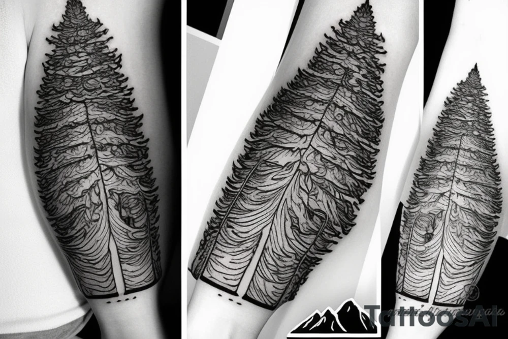Fir tree and mountains tattoo idea
