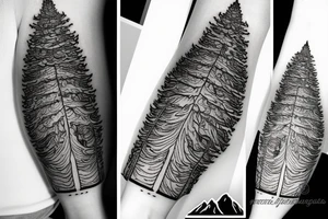 Fir tree and mountains tattoo idea