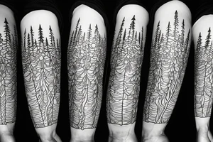 Fir tree and mountain and world tattoo idea