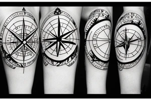 Fir tree and mountain and compass tattoo idea