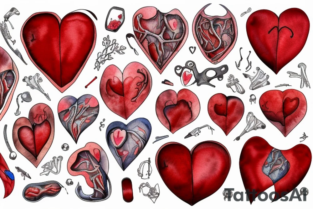 Anatomical red heart with the name Arch in it. tattoo idea