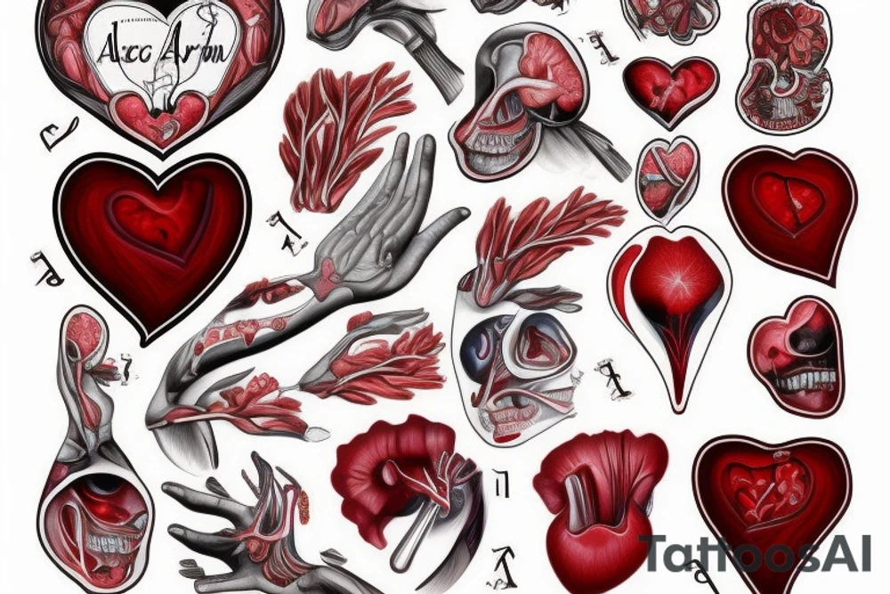 Anatomical red heart with the name Arch in it. tattoo idea
