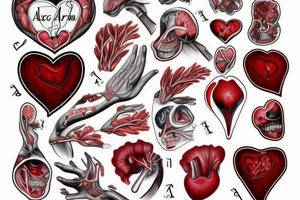 Anatomical red heart with the name Arch in it. tattoo idea