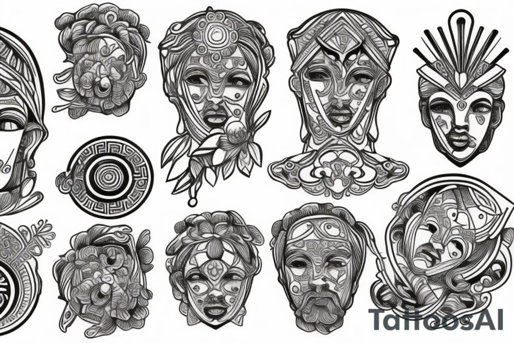 Greek sculpture with geometric and ornamental elements tattoo idea