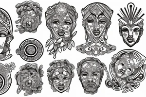 Greek sculpture with geometric and ornamental elements tattoo idea