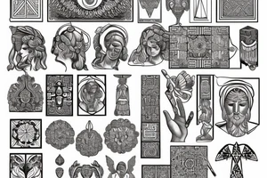 Greek sculpture with geometric and ornamental elements tattoo idea