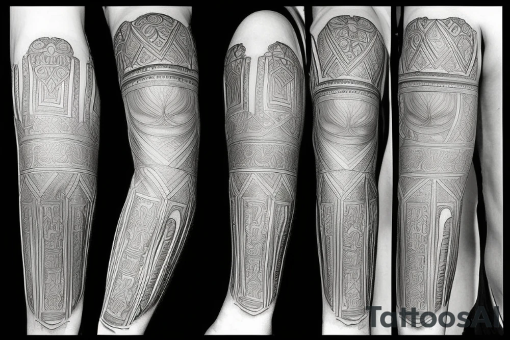 Greek sculpture with geometric and ornamental elements tattoo idea