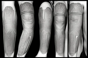 Greek sculpture with geometric and ornamental elements tattoo idea