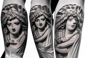 Greek sculpture with geometric 
 elements tattoo idea