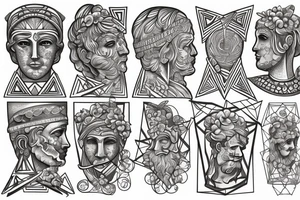 Greek sculpture with geometric 
 elements tattoo idea